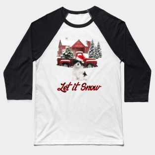 Havanese Let It Snow Tree Farm Red Truck Christmas Baseball T-Shirt